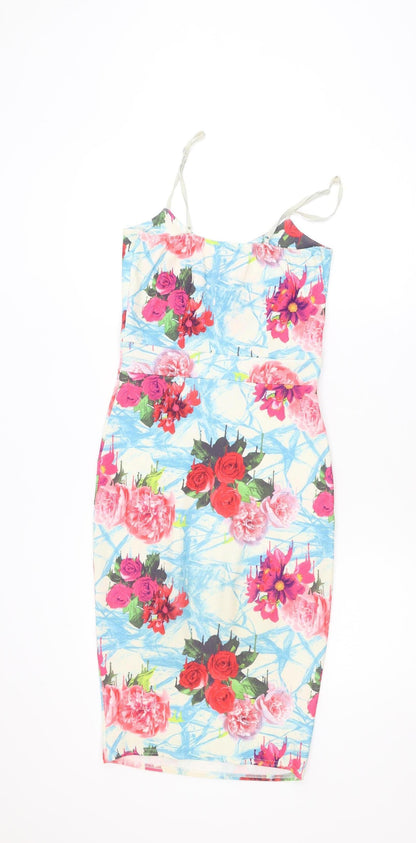 Red Chilli Women’s Multicoloured Floral Bodycon Dress Size 10