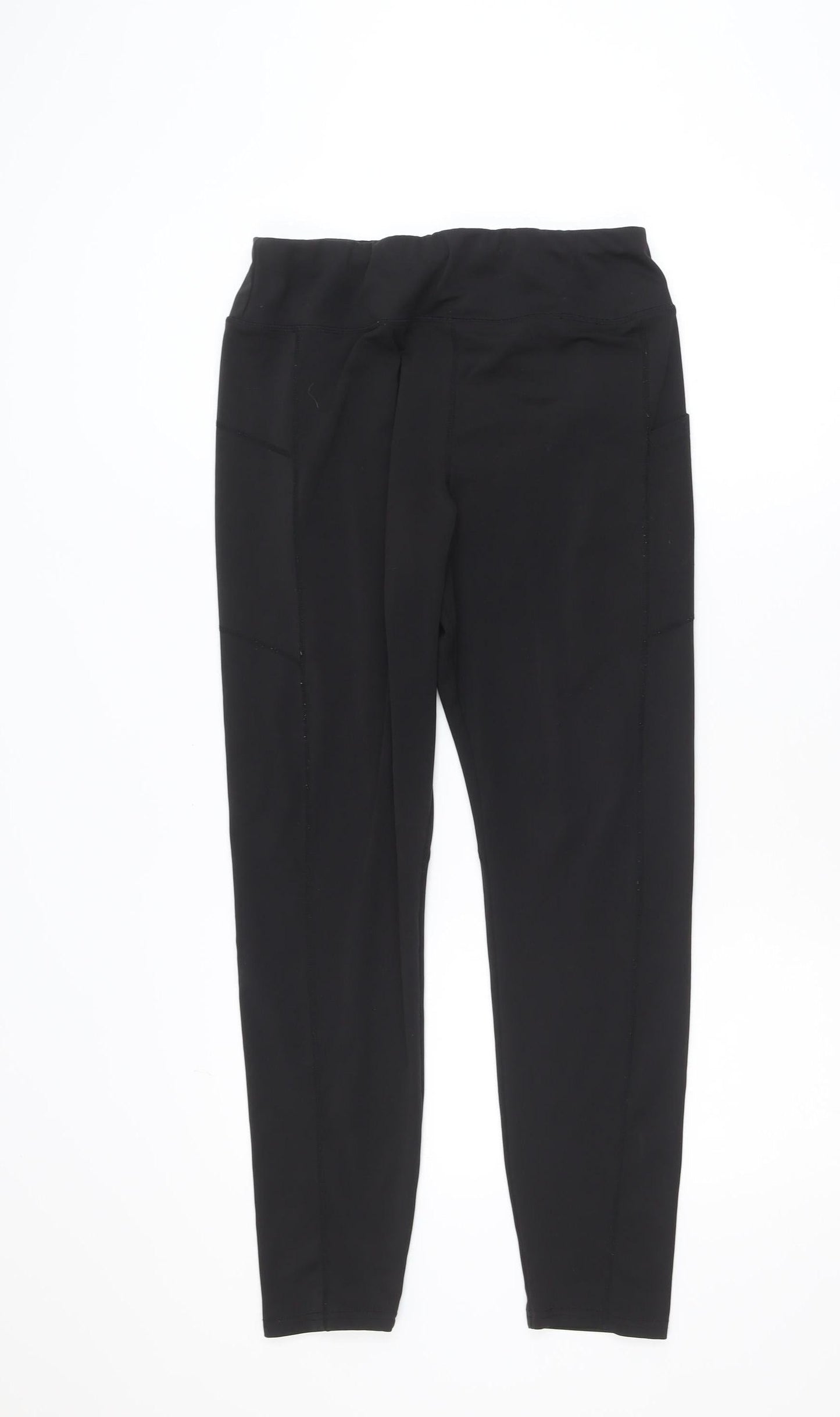 Bekkin Women Black Ankle Leggings M High Waist Stretch Activewear