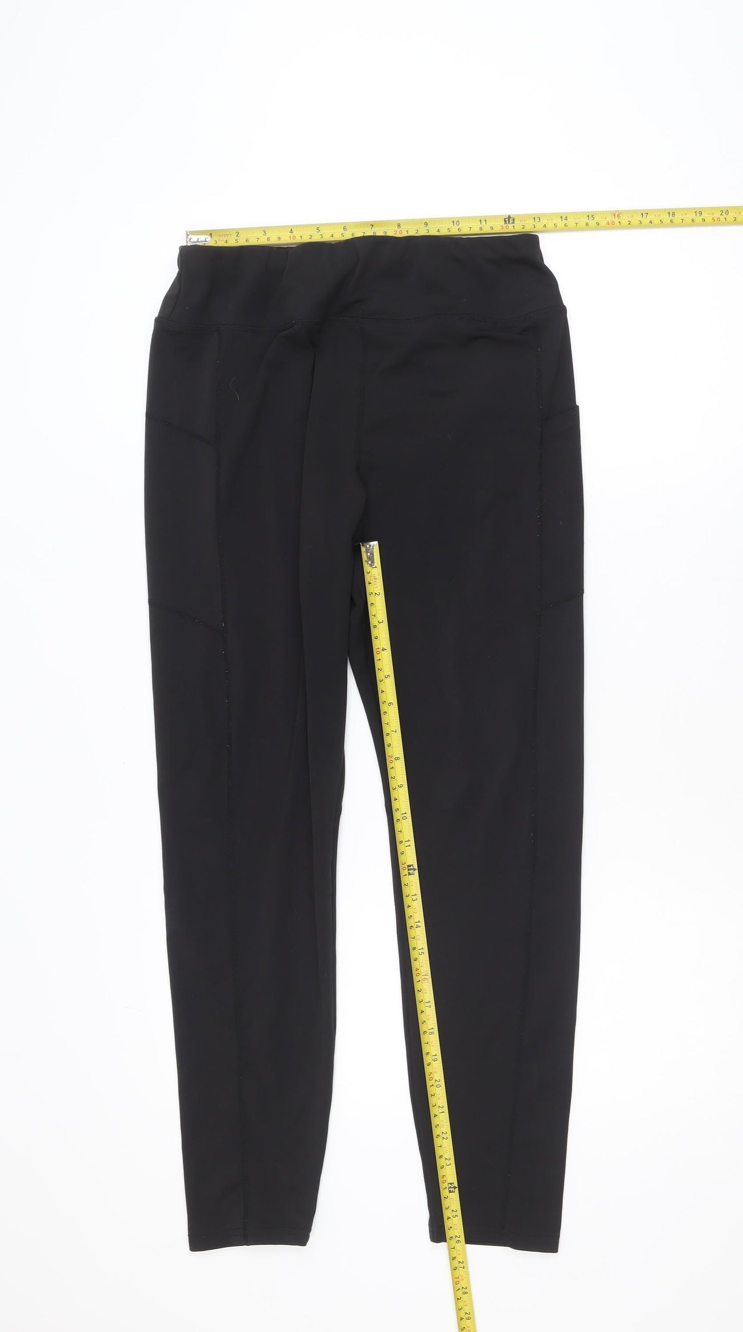 Bekkin Women Black Ankle Leggings M High Waist Stretch Activewear