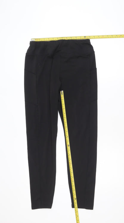 Bekkin Women Black Ankle Leggings M High Waist Stretch Activewear