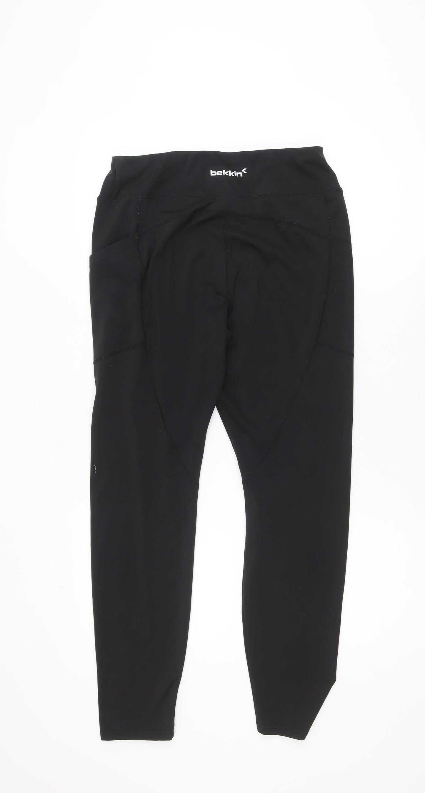 Bekkin Women Black Ankle Leggings M High Waist Stretch Activewear