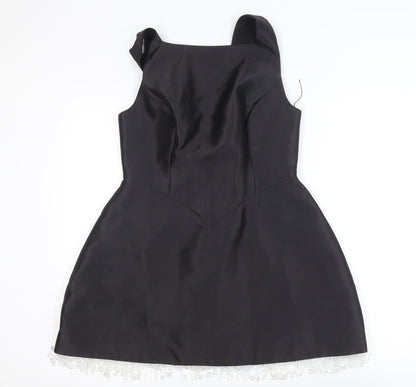 Odd Muse Women's Black L Fit & Flare Beaded Mini Party Dress