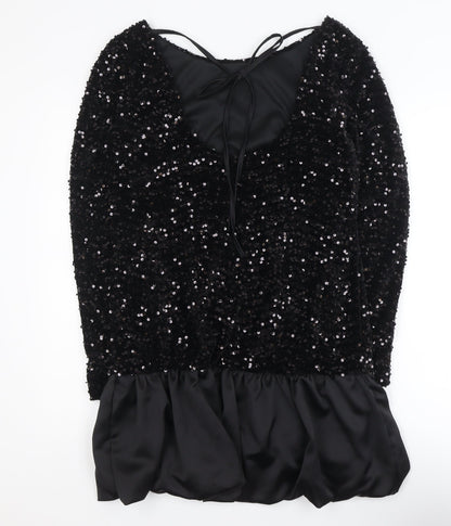 Kate & Pippa Women’s Black Sequin Shift Short Dress Size M Party