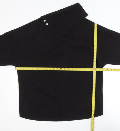 Zara Women Black Asymmetrical Collar Pullover Jumper Size 10
