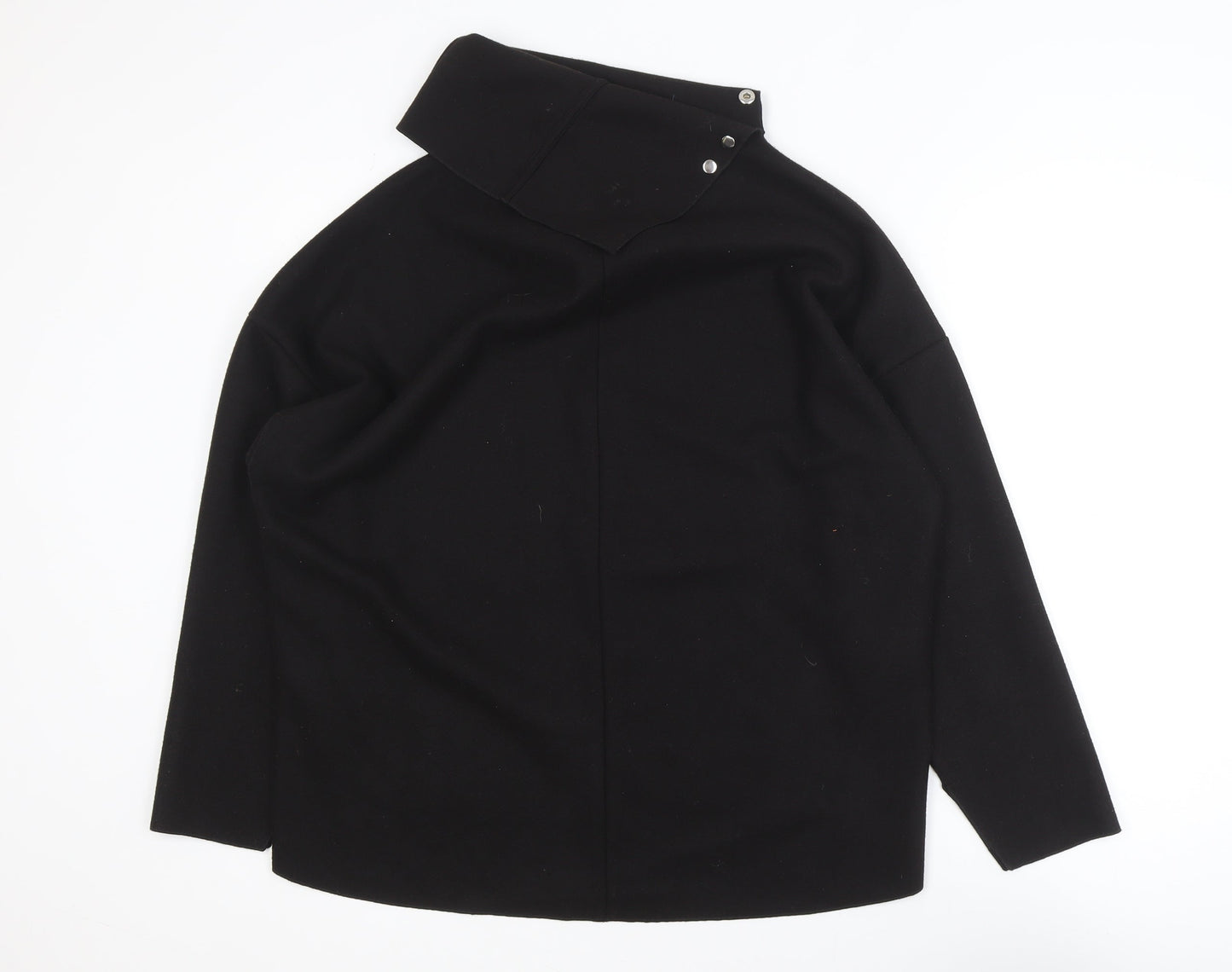 Zara Women Black Asymmetrical Collar Pullover Jumper Size 10