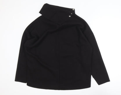 Zara Women Black Asymmetrical Collar Pullover Jumper Size 10