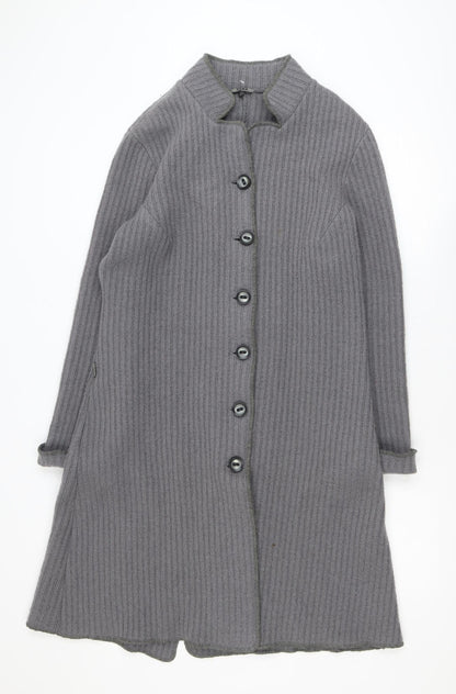 Rada Womens Grey Wool Blend Knit Coatigan Size 14 Button Long Sleeve