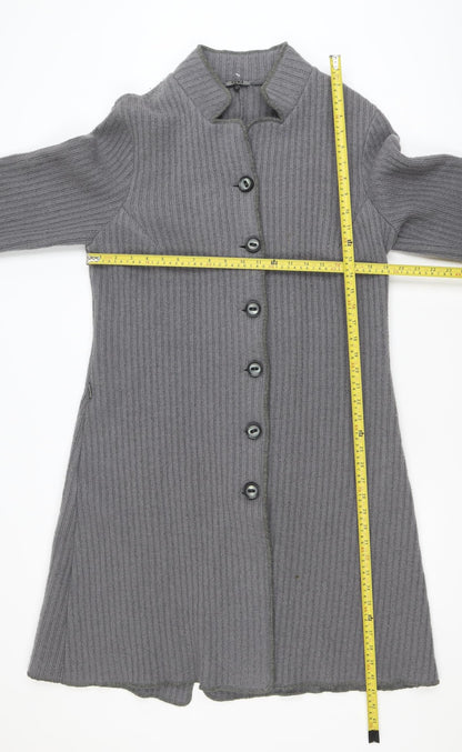 Rada Womens Grey Wool Blend Knit Coatigan Size 14 Button Long Sleeve
