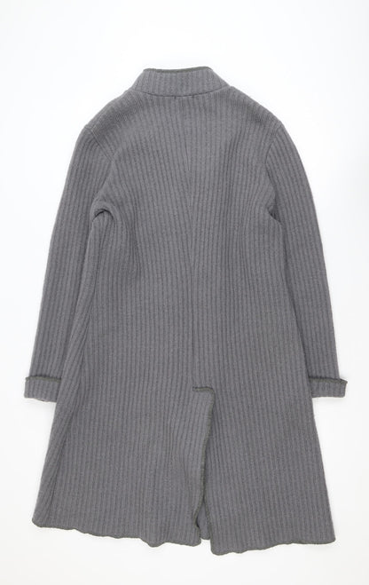 Rada Womens Grey Wool Blend Knit Coatigan Size 14 Button Long Sleeve