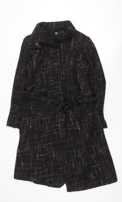 Pistachio Women’s Black Tweed Belted Overcoat Size 10/12