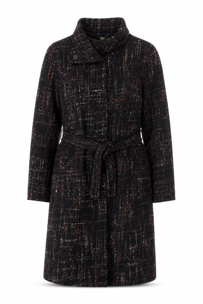 Pistachio Women’s Black Tweed Belted Overcoat Size 10/12
