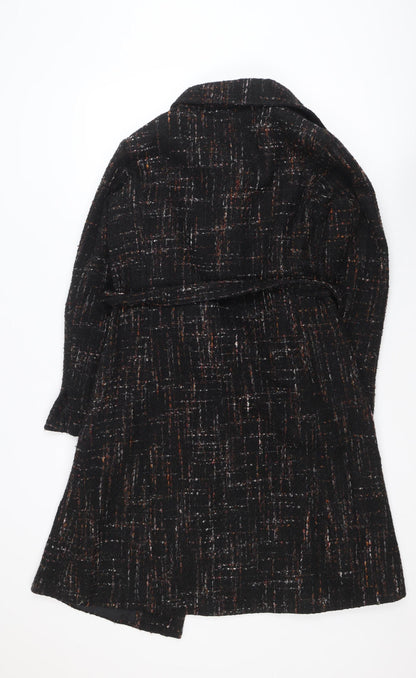 Pistachio Women’s Black Tweed Belted Overcoat Size 10/12