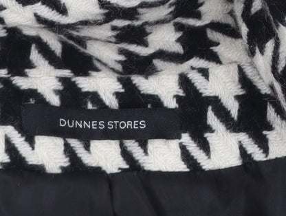 Dunnes Stores Women's Black Houndstooth Belted Wool Trench Coat Size 12