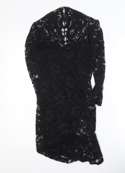 ASOS Women’s Black Lace Bodycon Knee Length Dress Size 6