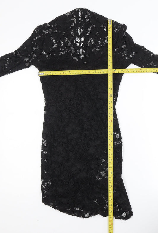 ASOS Women’s Black Lace Bodycon Knee Length Dress Size 6
