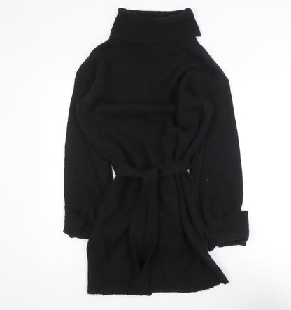 Vila Women Black Knit Belted Mid-Length Coatigan XS