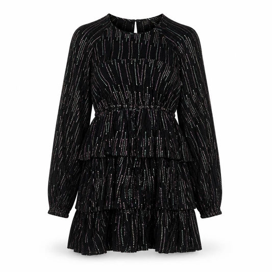 Savida Women’s Black Metallic Fit & Flare Mini Dress Size 8