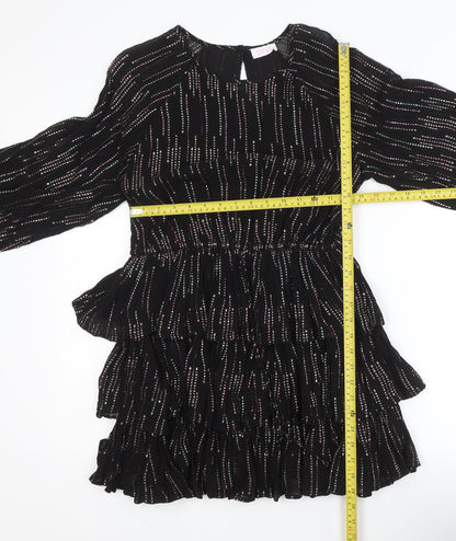 Savida Women’s Black Metallic Fit & Flare Mini Dress Size 8