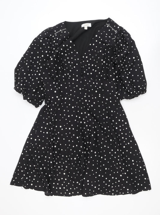 Stella Morgan Women's Black Polka Dot A-Line Dress Size 10