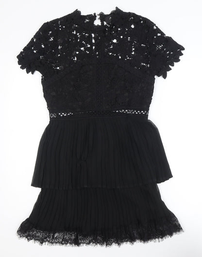 AX Paris Women’s Black Lace Pleated A-Line Short Dress Size 10