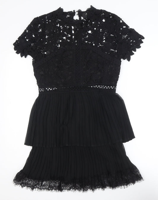 AX Paris Women’s Black Lace Pleated A-Line Short Dress Size 10
