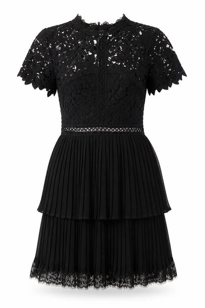 AX Paris Women’s Black Lace Pleated A-Line Short Dress Size 10