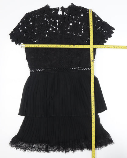 AX Paris Women’s Black Lace Pleated A-Line Short Dress Size 10