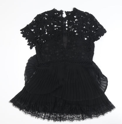 AX Paris Women’s Black Lace Pleated A-Line Short Dress Size 10