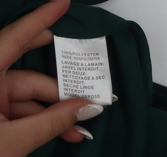 Vera & Lucy Women Green Midi Slip Dress Size M Asymmetric Ruffle