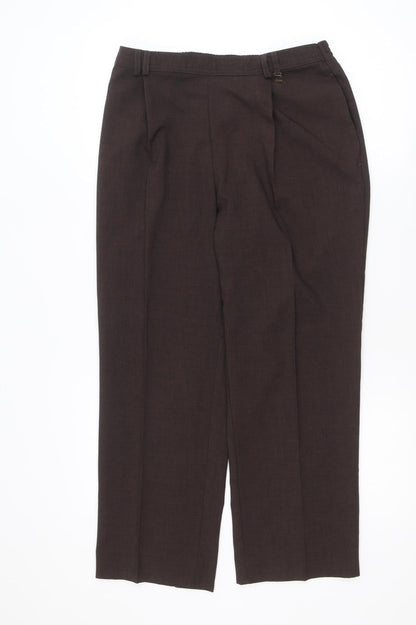 Marks and Spencer Women Brown UK 14 Short Pleated Trousers
