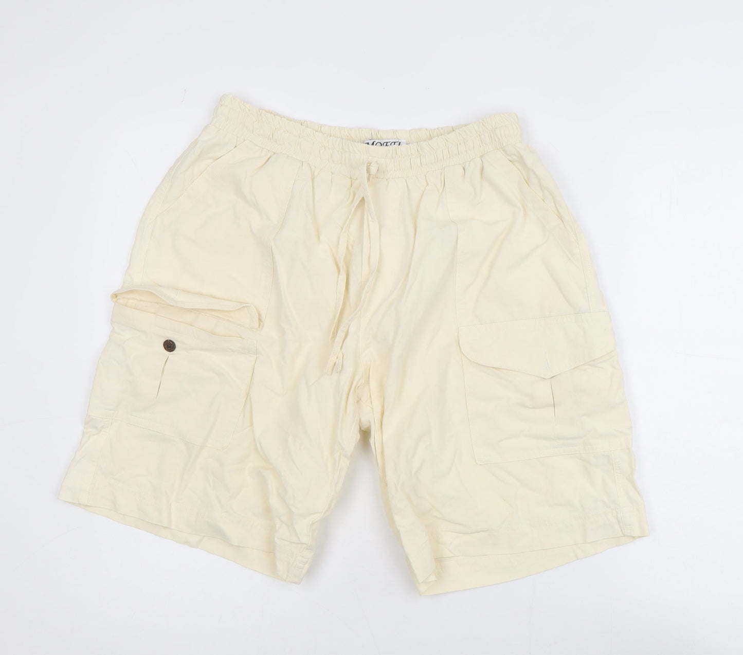 Moffi Fashion Men’s Beige Cargo Shorts L Lightweight Cotton