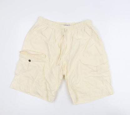 Moffi Fashion Men’s Beige Cargo Shorts L Lightweight Cotton