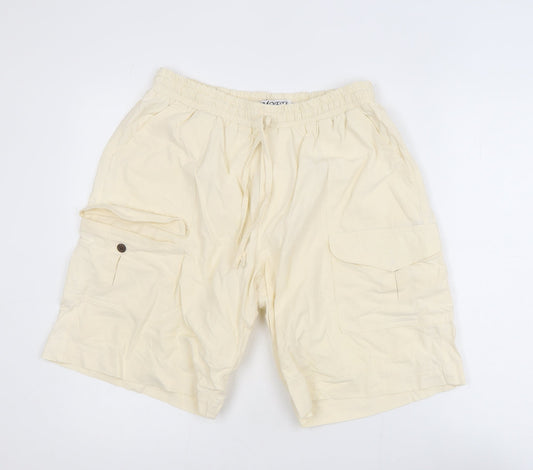 Moffi Fashion Men’s Beige Cargo Shorts L Lightweight Cotton