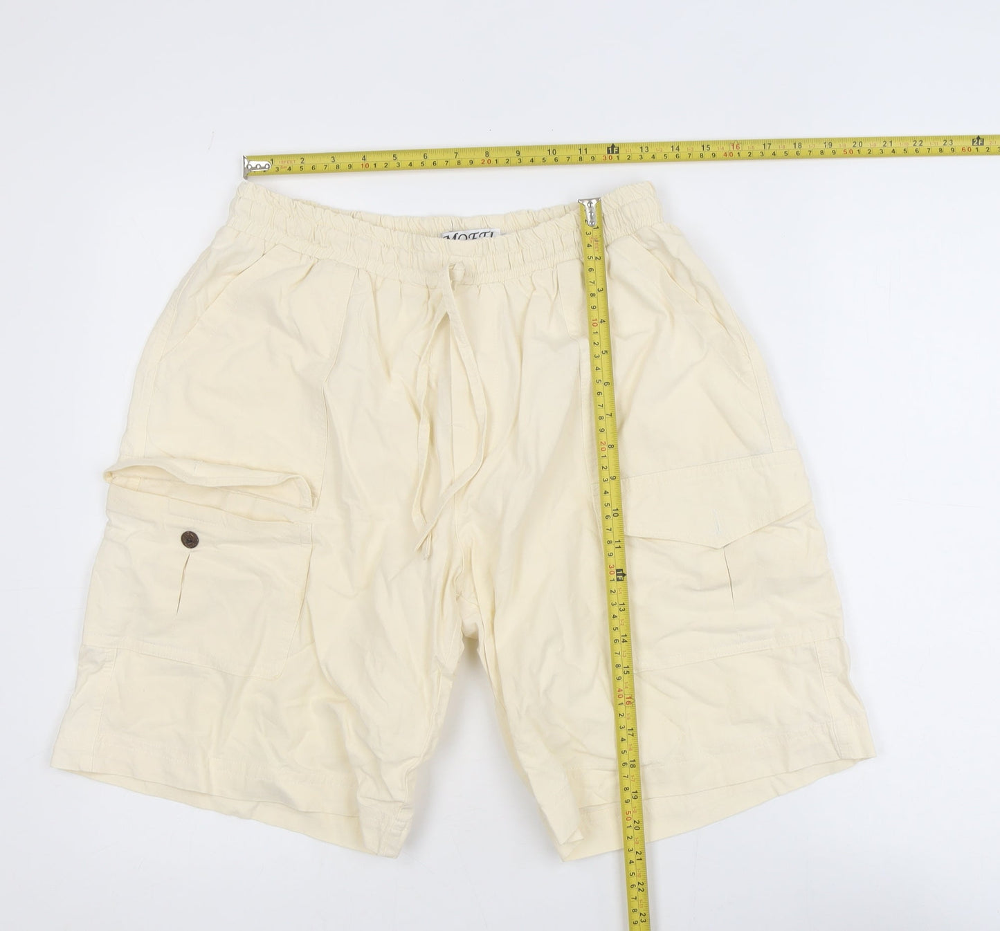 Moffi Fashion Men’s Beige Cargo Shorts L Lightweight Cotton