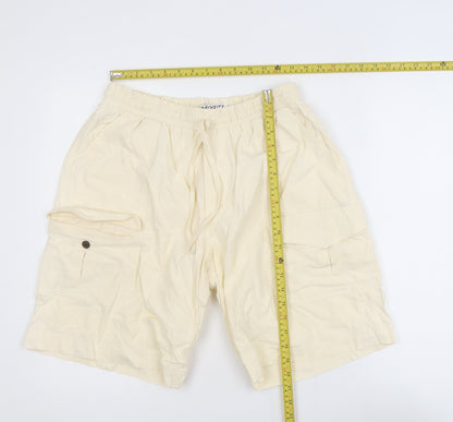 Moffi Fashion Men’s Beige Cargo Shorts L Lightweight Cotton
