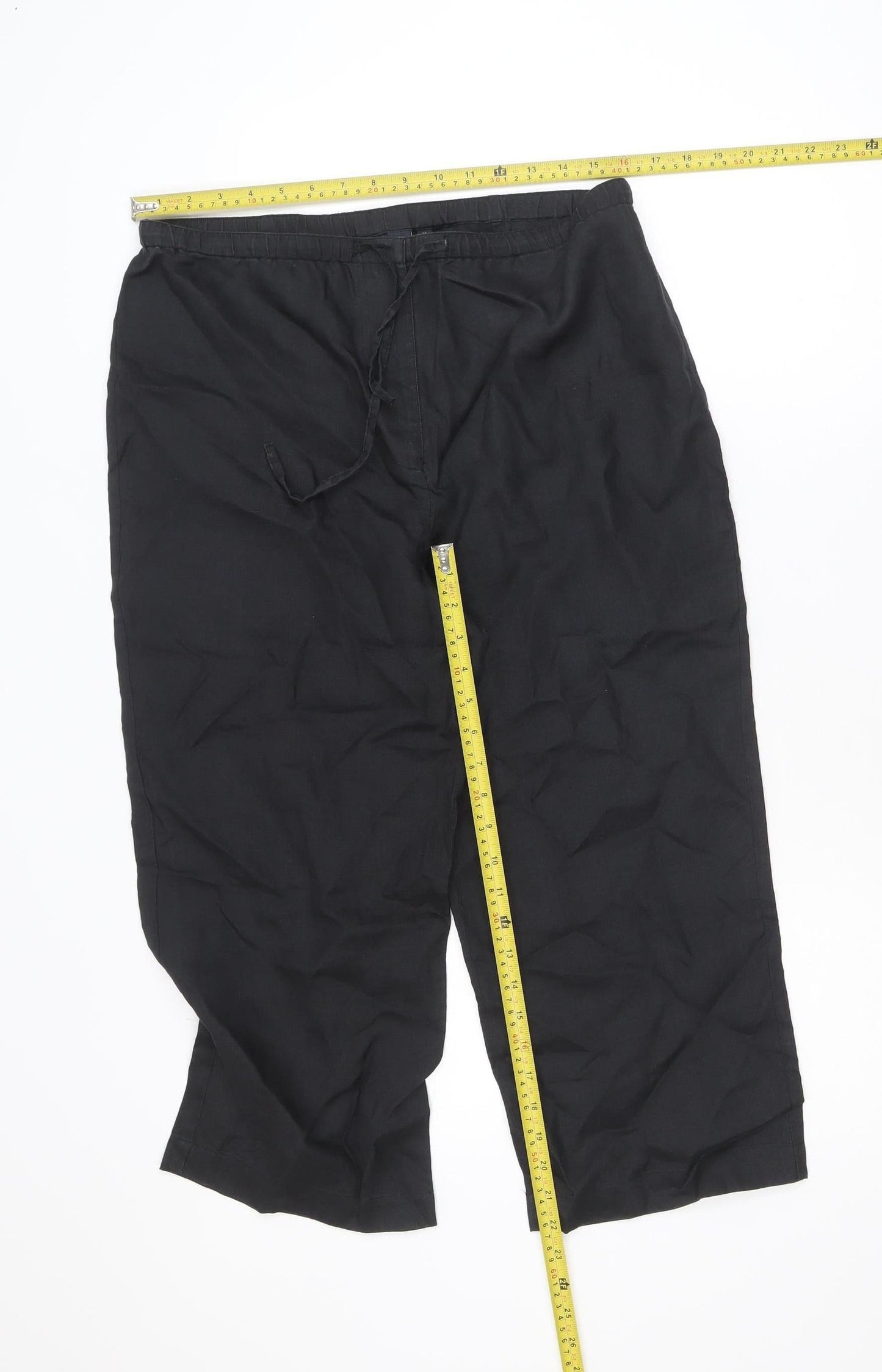 Atmosphere Women Black Size 14 Linen-Style Drawstring Bermuda Shorts