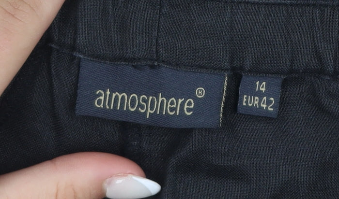 Atmosphere Women Black Size 14 Linen-Style Drawstring Bermuda Shorts