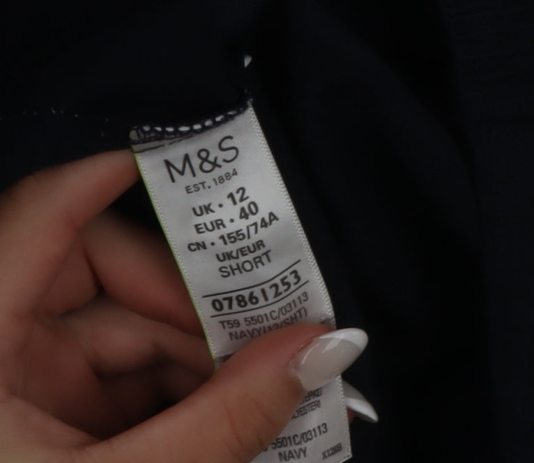 Marks and Spencer Women's Navy Blue Size 12 Straight Leg Work Trousers