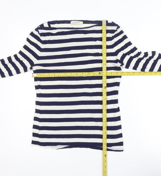 Oasis Women’s Blue Striped Long Sleeve Jersey Top Size 12