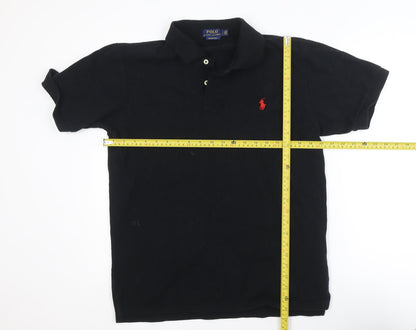 Ralph Lauren Men's Black Slim Fit Cotton Polo Shirt Size L