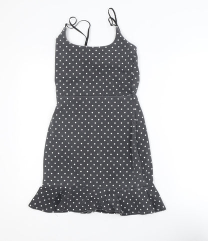 In The Style Women Black Polka Dot Slip Dress Size 8