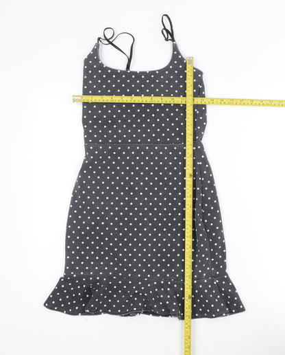 In The Style Women Black Polka Dot Slip Dress Size 8
