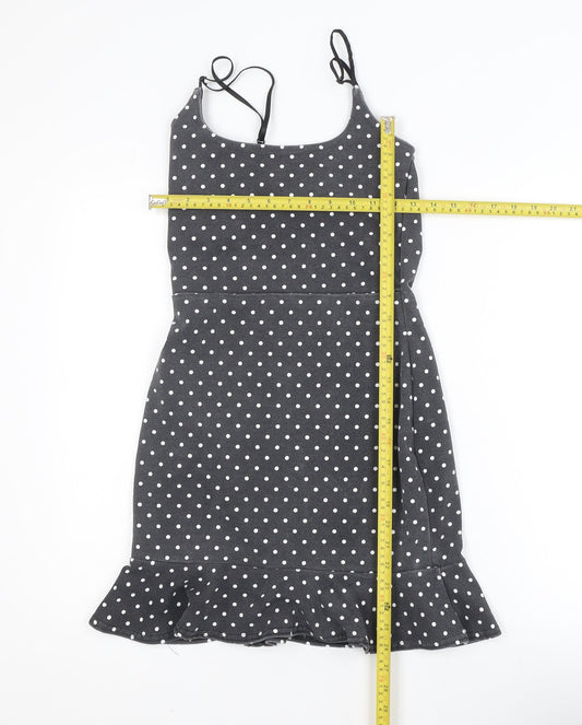In The Style Women Black Polka Dot Slip Dress Size 8