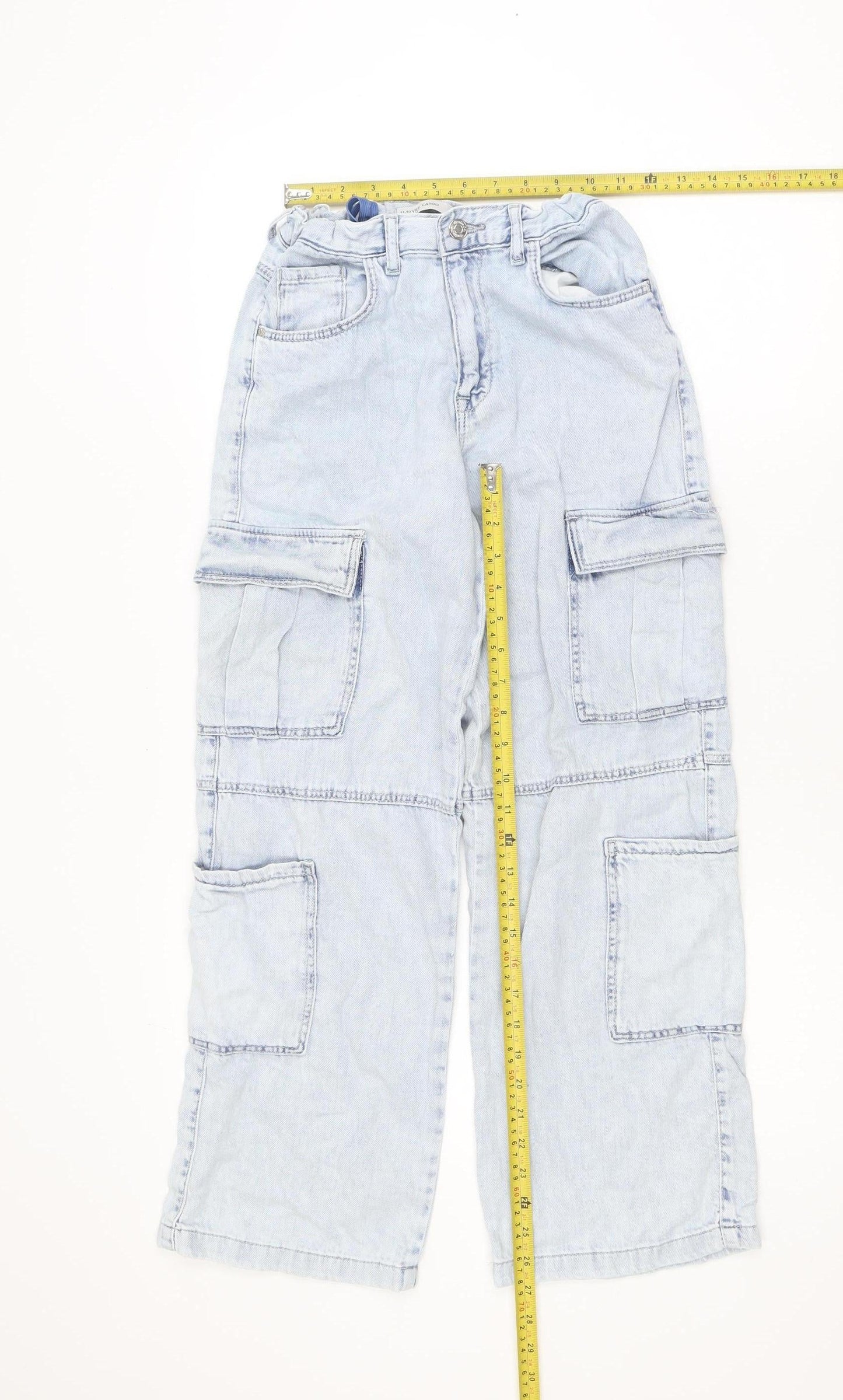 Denim Co Girls Light Blue Cargo Jeans 11-12 Years 100% Cotton Casual