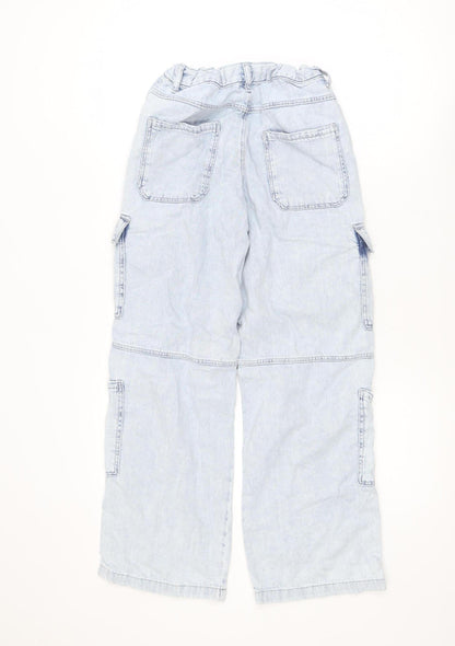 Denim Co Girls Light Blue Cargo Jeans 11-12 Years 100% Cotton Casual