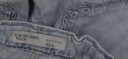 Denim Co Girls Light Blue Cargo Jeans 11-12 Years 100% Cotton Casual