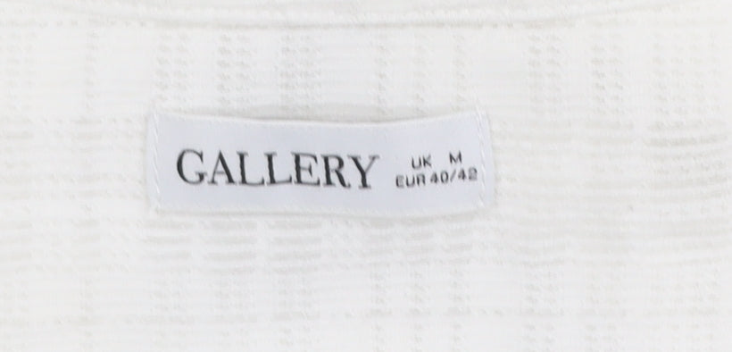 Gallery Women’s Ivory Puff Sleeve V-Neck Cropped Blouse Size M