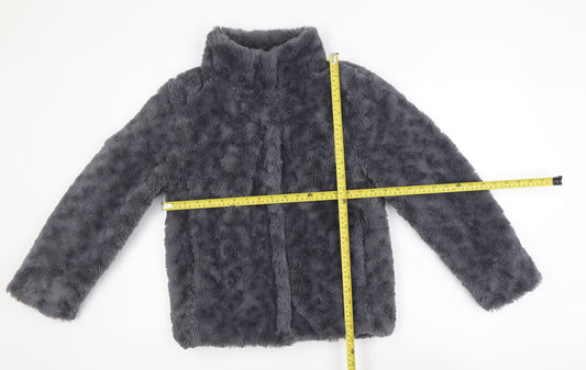 Dorothy Perkins Women's Grey Faux Fur Jacket Size 10 Regular