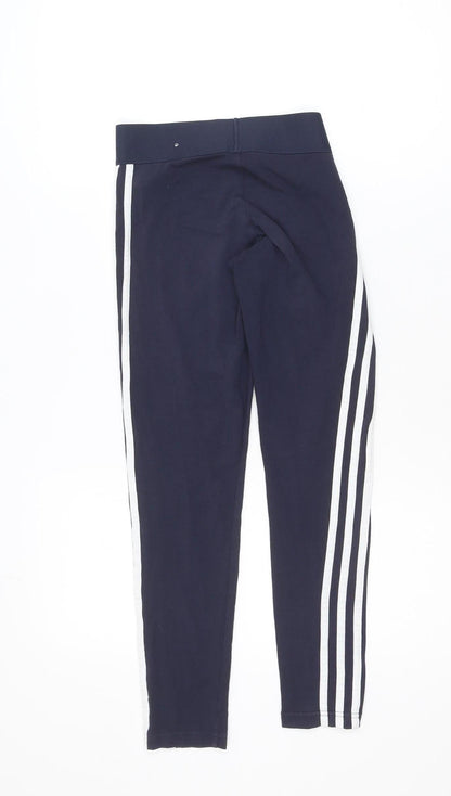 Adidas Womens Blue XS Ankle Leggings Stretch Cotton Athleisure