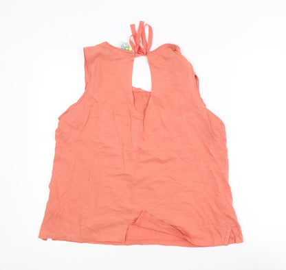 Weird Fish Womens Pink Cotton Halter Neck Sleeveless Tank Top Size 12